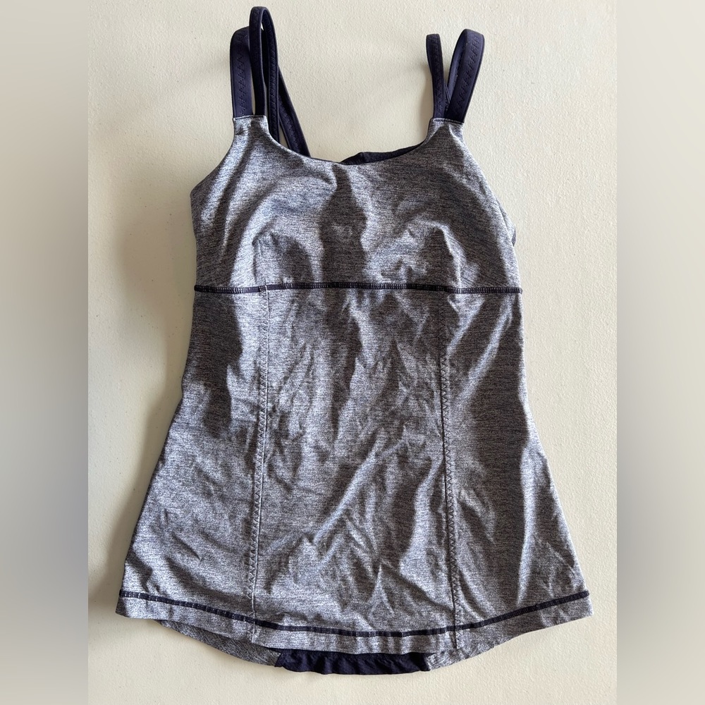 Lululemon Active Strength Tank Heathered Gray Purple Women's Tank Top Size 6